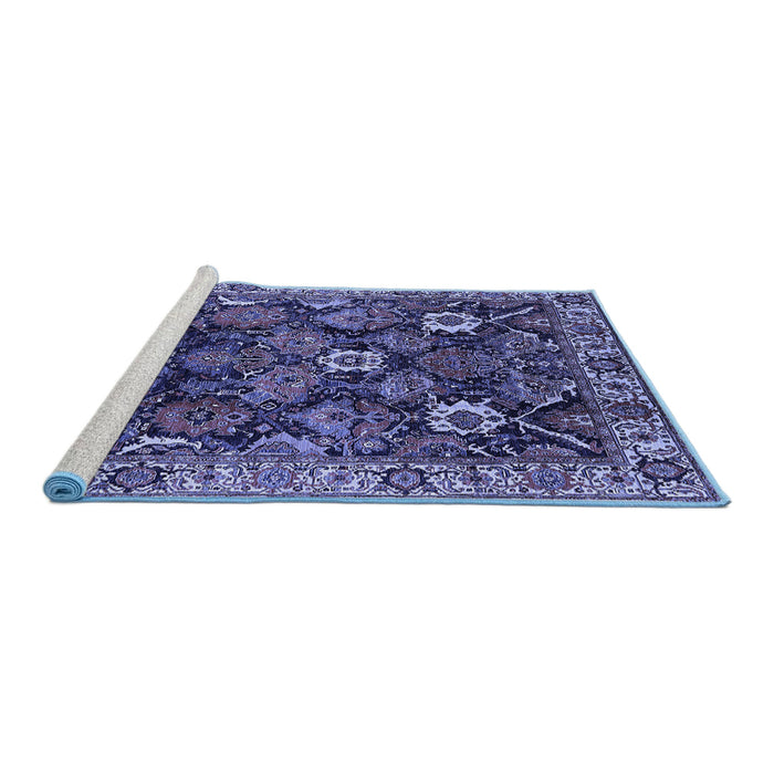Sideview of Machine Washable Oriental Blue Traditional Rug, wshurb1374blu