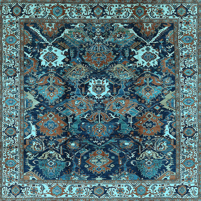 Square Oriental Light Blue Traditional Rug, urb1374lblu