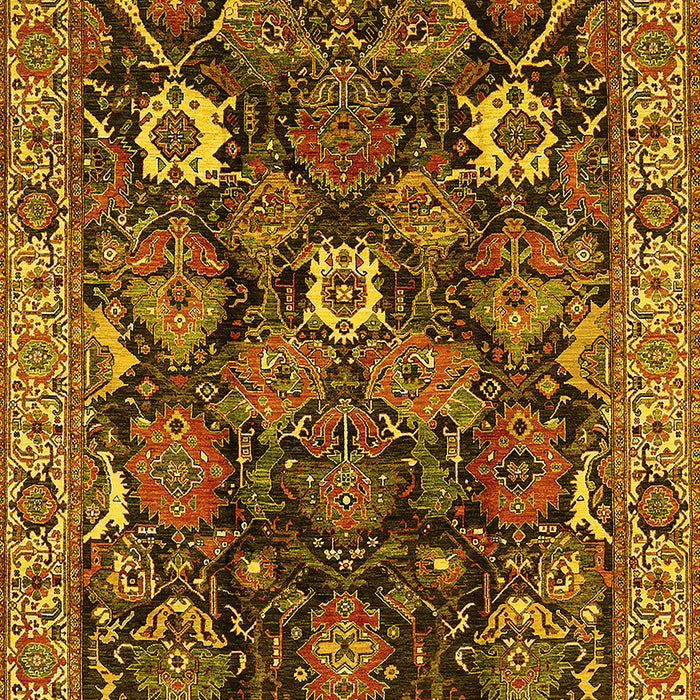 Machine Washable Oriental Yellow Traditional Rug, wshurb1374yw