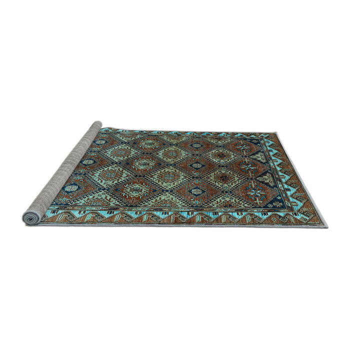 Sideview of Machine Washable Oriental Light Blue Industrial Rug, wshurb1375lblu