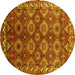 Round Oriental Yellow Industrial Rug, urb1375yw