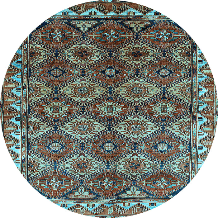 Round Oriental Light Blue Industrial Rug, urb1375lblu