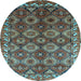 Round Oriental Light Blue Industrial Rug, urb1375lblu