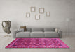 Machine Washable Oriental Pink Industrial Rug in a Living Room, wshurb1375pnk