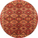 Round Machine Washable Oriental Orange Industrial Area Rugs, wshurb1375org