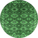 Round Machine Washable Oriental Emerald Green Industrial Area Rugs, wshurb1375emgrn