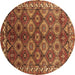 Round Oriental Brown Industrial Rug, urb1375brn