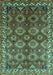 Machine Washable Oriental Turquoise Industrial Area Rugs, wshurb1375turq