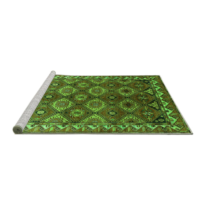 Sideview of Machine Washable Oriental Green Industrial Area Rugs, wshurb1375grn