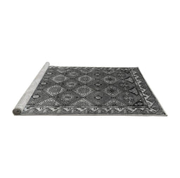 Sideview of Machine Washable Oriental Gray Industrial Rug, wshurb1375gry