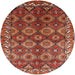 Round Machine Washable Industrial Modern Tomato Red Rug, wshurb1375