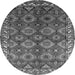 Round Oriental Gray Industrial Rug, urb1375gry