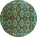 Round Oriental Turquoise Industrial Rug, urb1375turq