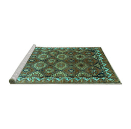 Sideview of Machine Washable Oriental Turquoise Industrial Area Rugs, wshurb1375turq