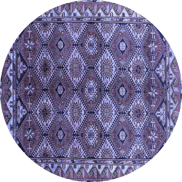 Round Machine Washable Oriental Blue Industrial Rug, wshurb1375blu