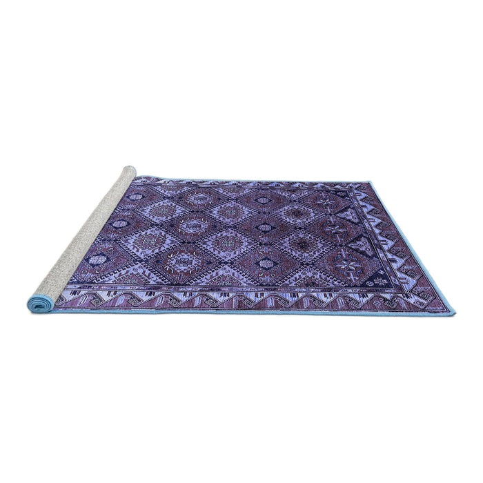Sideview of Machine Washable Oriental Blue Industrial Rug, wshurb1375blu