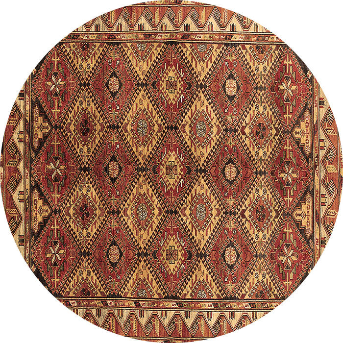 Round Machine Washable Oriental Brown Industrial Rug, wshurb1375brn
