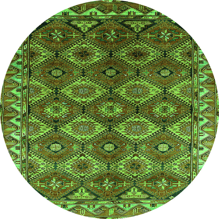 Round Oriental Green Industrial Rug, urb1375grn