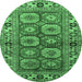 Round Oriental Emerald Green Industrial Rug, urb1376emgrn