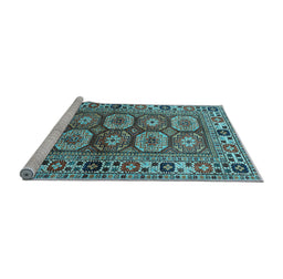 Sideview of Machine Washable Oriental Light Blue Industrial Rug, wshurb1376lblu