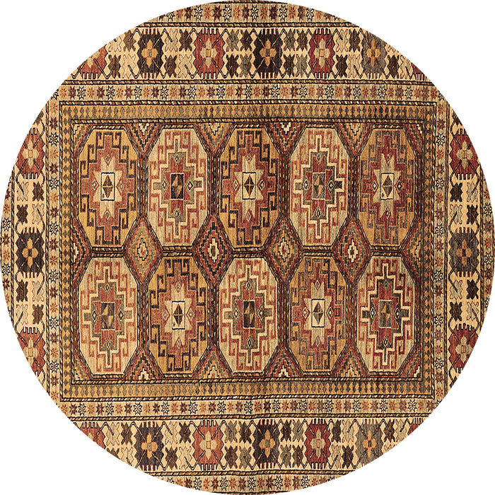 Round Oriental Brown Industrial Rug, urb1376brn