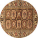 Round Oriental Brown Industrial Rug, urb1376brn