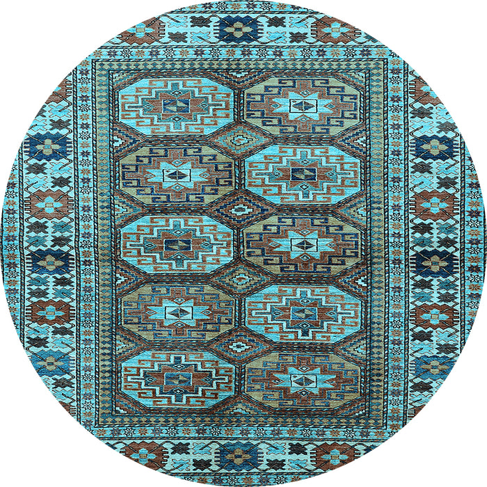 Round Oriental Light Blue Industrial Rug, urb1376lblu