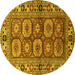 Round Oriental Yellow Industrial Rug, urb1376yw