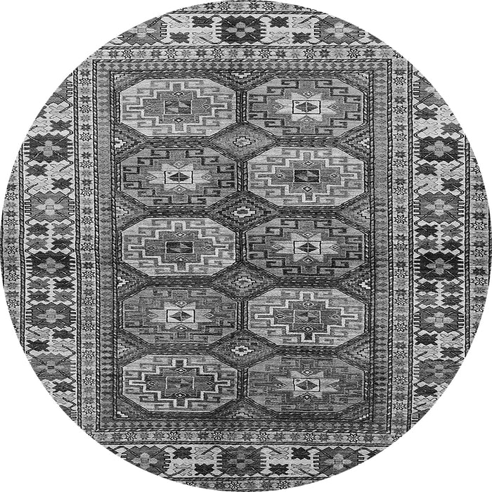 Round Machine Washable Oriental Gray Industrial Rug, wshurb1376gry