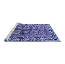 Sideview of Machine Washable Oriental Blue Industrial Rug, wshurb1376blu