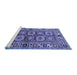 Sideview of Machine Washable Oriental Blue Industrial Rug, wshurb1376blu