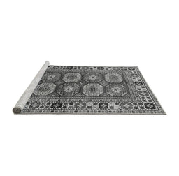 Sideview of Machine Washable Oriental Gray Industrial Rug, wshurb1376gry