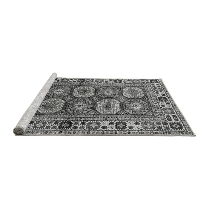 Sideview of Machine Washable Oriental Gray Industrial Rug, wshurb1376gry