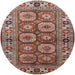 Round Mid-Century Modern Camel Brown Oriental Rug, urb1376