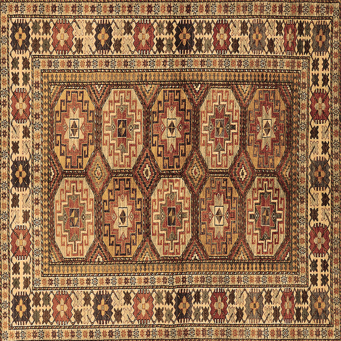 Square Machine Washable Oriental Brown Industrial Rug, wshurb1376brn