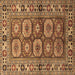 Square Machine Washable Oriental Brown Industrial Rug, wshurb1376brn