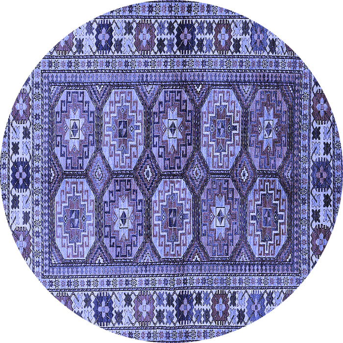 Round Oriental Blue Industrial Rug, urb1376blu