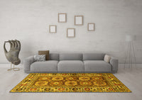 Machine Washable Oriental Yellow Industrial Rug, wshurb1376yw