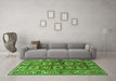 Machine Washable Oriental Green Industrial Area Rugs in a Living Room,, wshurb1376grn