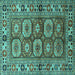 Square Machine Washable Oriental Turquoise Industrial Area Rugs, wshurb1376turq