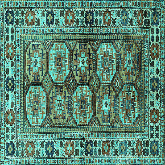 Square Oriental Turquoise Industrial Rug, urb1376turq