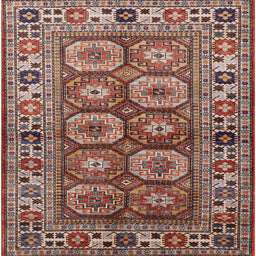 Square Mid-Century Modern Camel Brown Oriental Rug, urb1376