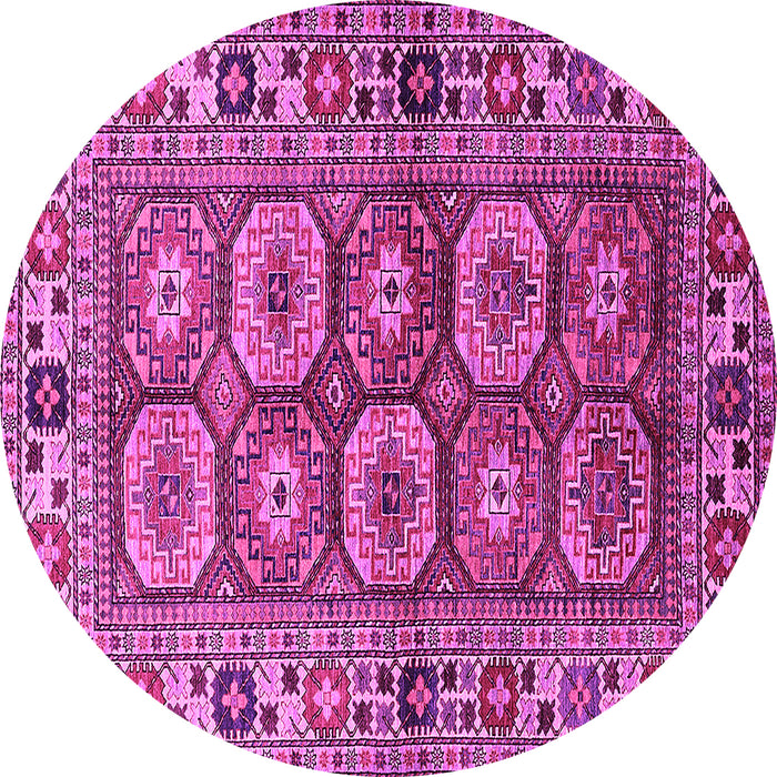 Round Machine Washable Oriental Pink Industrial Rug, wshurb1376pnk