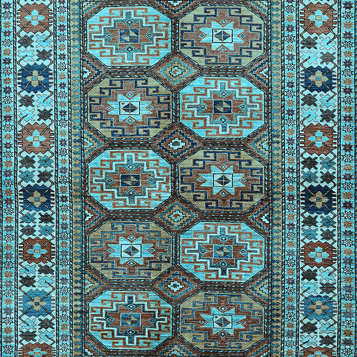 Machine Washable Oriental Light Blue Industrial Rug, wshurb1376lblu