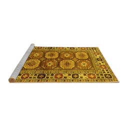 Sideview of Machine Washable Oriental Yellow Industrial Rug, wshurb1376yw