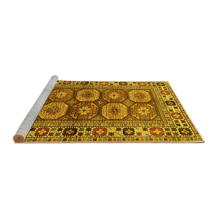 Sideview of Machine Washable Oriental Yellow Industrial Rug, wshurb1376yw