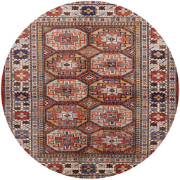 Round Machine Washable Industrial Modern Camel Brown Rug, wshurb1376
