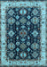 Machine Washable Oriental Light Blue Industrial Rug, wshurb1377lblu