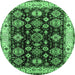 Round Oriental Emerald Green Industrial Rug, urb1377emgrn