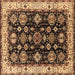 Square Machine Washable Oriental Brown Industrial Rug, wshurb1377brn